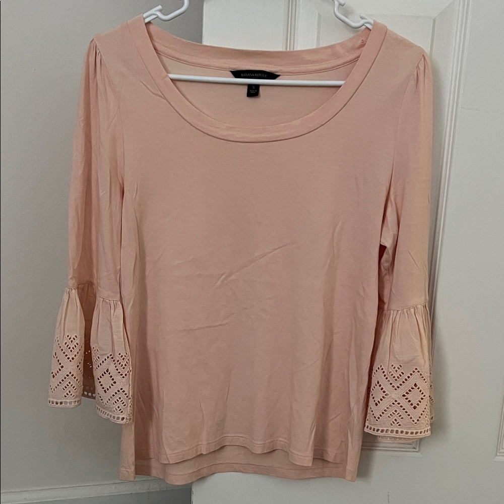 Banana Republic Pink Long Sleeve Top with Eyelet Cuffs